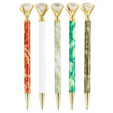 Promotion Big Top Marble Body Diamond Pen Creative Diamond Crystal Ballpoint Marble Ball Pen For Wedding Gift